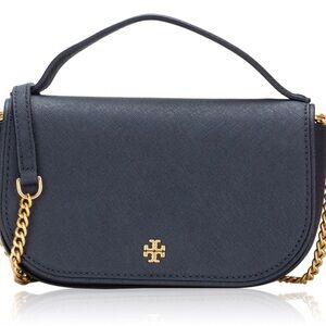 Tory Burch Emerson Top Handle Leather Crossbody Navy Blue
Dark